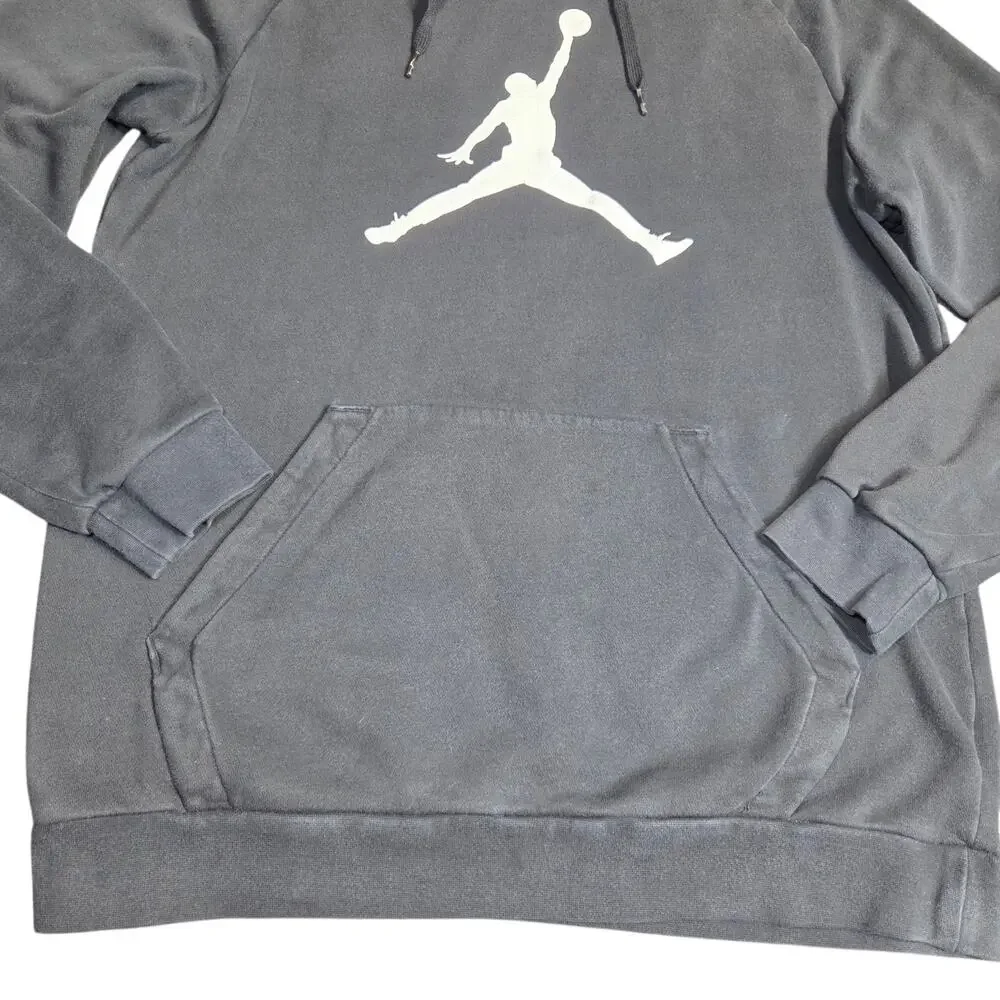 Jordan Jump Man Hoodie Mens Large Black Fleece Big Logo‎ Long Sleeve Pullover